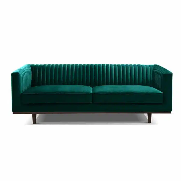 Sofa Vải Nhung Cao Cấp Bordeaux Màu Xanh 3 Chỗ Ngồi