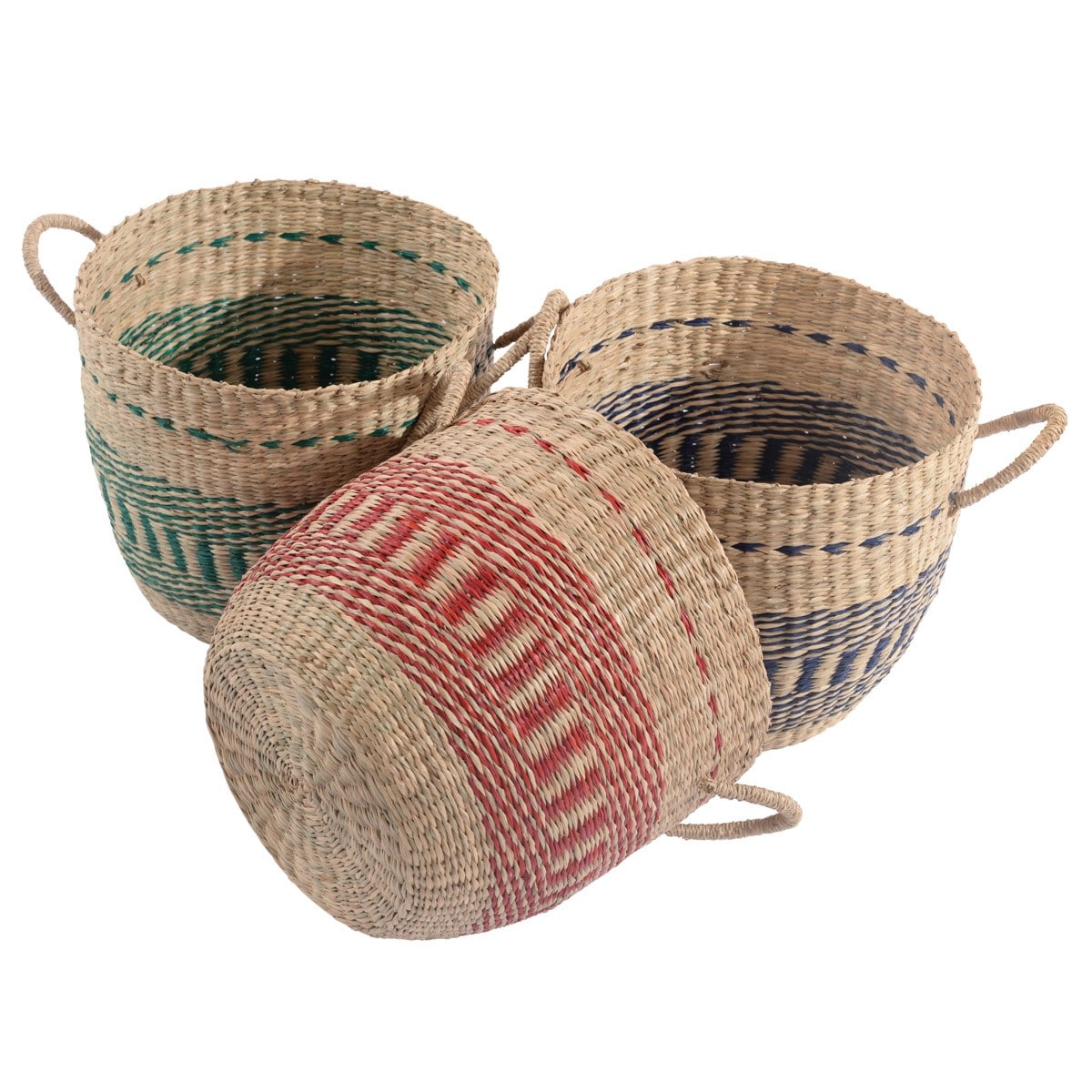 Set 3 Of Seagrass Baskets 30Cm