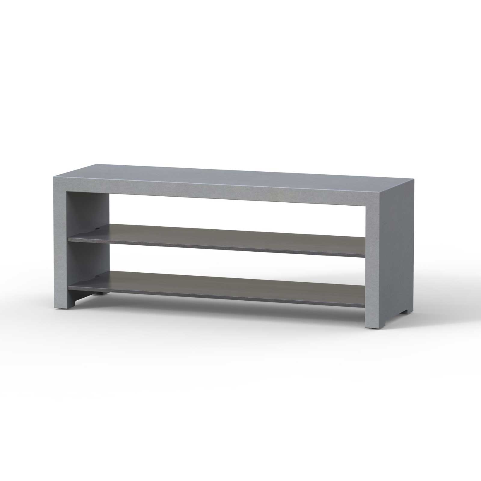 HARDY-TV-STAND–Medium-Grey-Top–Black-Brush-Metal-Shelf